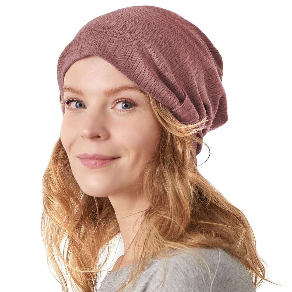 7813 Slouchy Summer Beanie - Cotton Slouch Hat Chemo Cap Pink